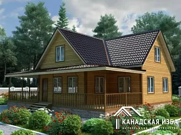Дом Каркасный дом в полтора этажа с верандой и террасой Алеша Попович 12 на 10.5