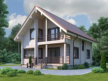 Дом Проект из клееного бруса <span></span> "Калининград" 9.5 на 9.4