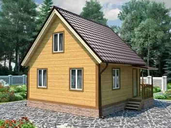 Дом Проект двухэтажного каркасного дома с крыльцом Очаг 6 на 6