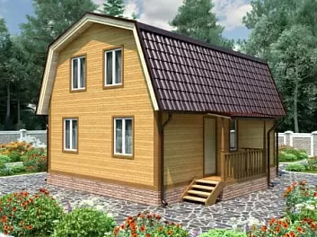 Дом Каркасный дом в два этажа с крыльцом Даугава 7 на 8
