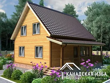 Дом Каркасный дом с террасой Каркасный дом в два этажа с крыльцом Тайга 9 на 9