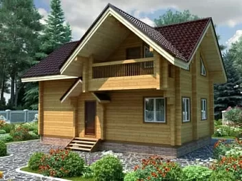 Дом Проект двухэтажного каркасного дома с балконом Кубань 7 на 9