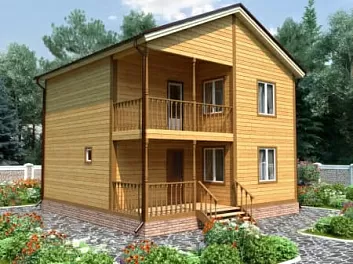 Дом Каркасный дом в 2 этажа с 2 террасами Звездочет 8 на 8