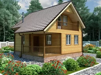 Дом Проект карскасного 2-этажного дома с балконом и террасой Краснодар 7 на 8
