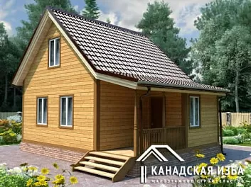 Дом Проект из бруса с верандой <span></span> "Лесник" 6 на 8