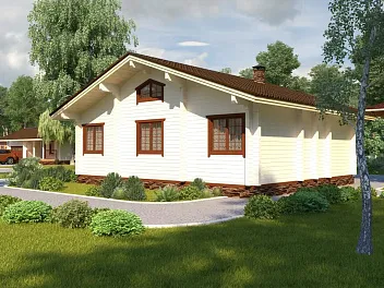 Дом Одноэтажный дачный дом из бруса <span></span> "Розмарин" 10 на 8.6