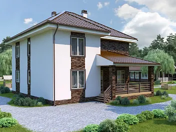 Дом Дом из кирпича в 2 этажа с балконом и террасой <span></span> "Валенсия" 13 на 11.6