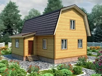 Дом Каркасный дом с мансардой и верандой Ромашково 8 на 9
