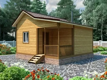 Проект бани из бруса с террасой <span></span> "Юность" 6 на 6