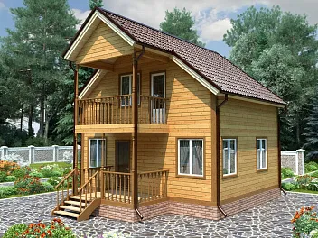 Дом Частный проект из бруса <span></span> "Ярославль" 7 на 8