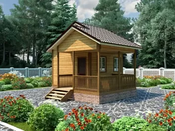  Баня из бруса с террасой <span></span> "Ирония судьбы" 5.5 на 6