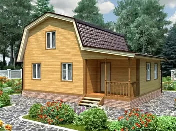 Дом Двухэтажный каркасный дом с крыльцом и мансардным этажом Дагомыс 7 на 9