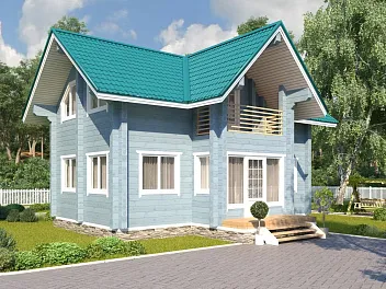 Дом Дом из бруса с планировкой <span></span> "Корвет" 6.8 на 9.2