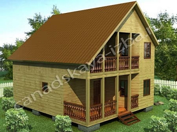 Дом Недорогой проект деревянного дома <span></span> "Премьер 2" 8 на 8