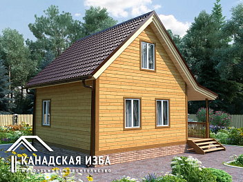Дом Брусовый дом с мансардой и крыльцом Лесник 6 на 8