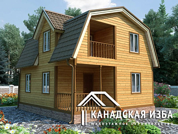 Дом 2-этажный брусовый дом с террасой и балконом Лесная сказка 7 на 8