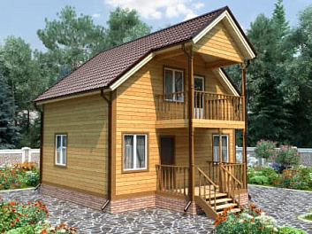 Дом Каркасный дом с балконом и крыльцом Ярославль 7 на 8