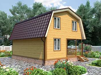 Дом Дом из бруса с крыльцом  Ангара 6 на 8