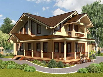 Дом Построить двухэтажный дом из клееного бруса <span></span> "Флагман" 15.3 на 10.4