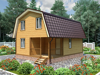 Дом Дом из бруса с крыльцом  Ангара 6 на 8
