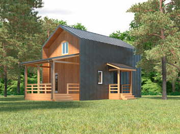 Дом Проект деревянного дома <span></span> "Барн" 7.2 на 10.9