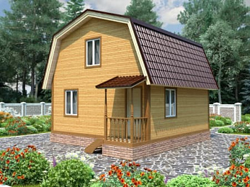 Дом Минималистичный проект каркасного дома из дерева с 2 комнатами.  <span></span> "Амур" 6 на 6
