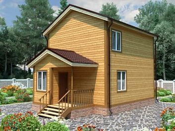 Дом Двухэтажный брусовый дом с крыльцом <span></span> "Иркутск" 6 на 9