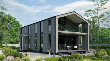 Дом Двухэтажный проект каркасного дома с 5 комнатами  <span></span> "Батис" 6.7 на 14.4